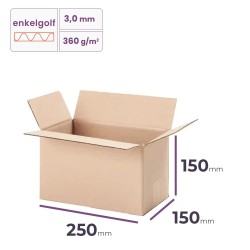 vouwdoos 250x150x150 mm van enkelgolf karton