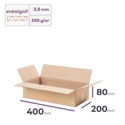 Kartonnen doos 400x200x80 mm klein en plat kopen | Cartonhub