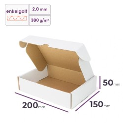 witte postdoos 200x150x50 mm enkelgolf