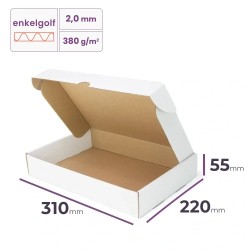 Witte platte postdoos 310x220x55 mm – stevige stansdoos | Cartonhub