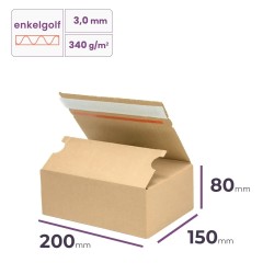 Autolock doos met plakstrip 200x150x80 mm kopen | Cartonhub2