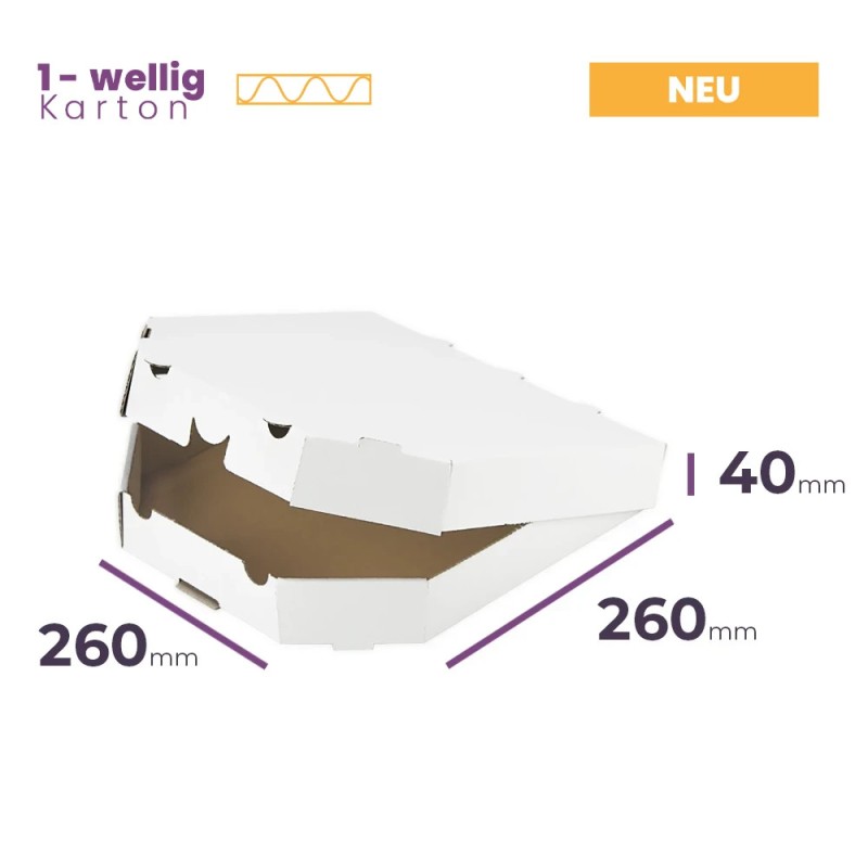 Witte pizzadoos 26 cm – met afgeschuinde rand, leeg | Cartonhub24