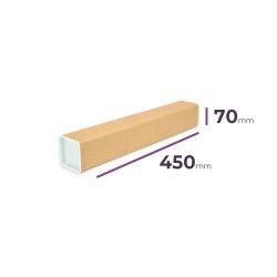 Kartonnen koker met kunststof doppen 70x70x450 mm | Cartonhub